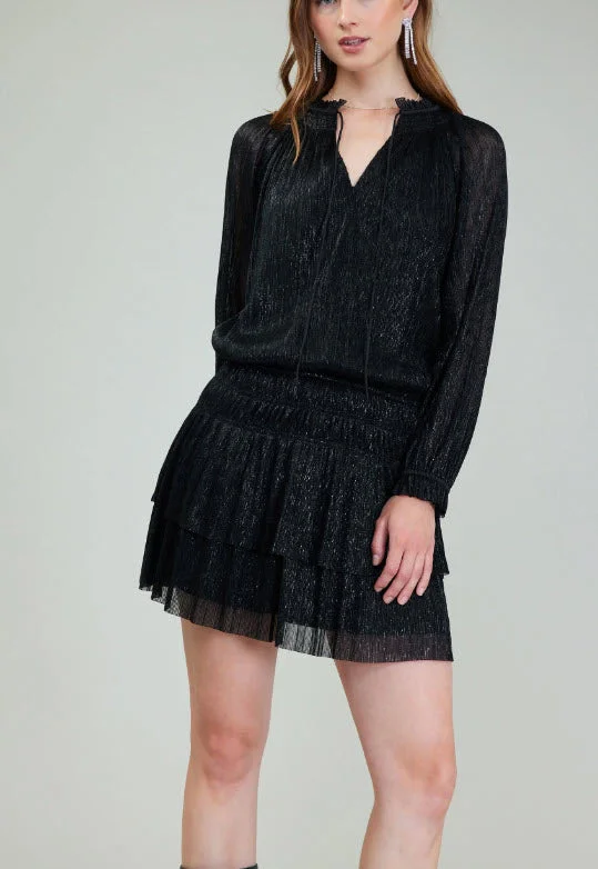 The Lurex Mini Dress in Black Fashionable Party Mini Dress