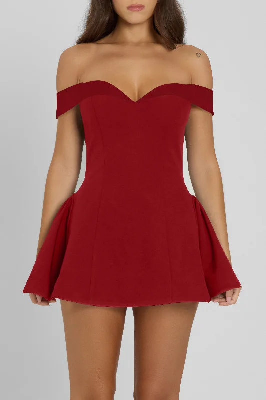 Raquel Babydoll Mini Dress - Red Chic Tropical Mini Dress