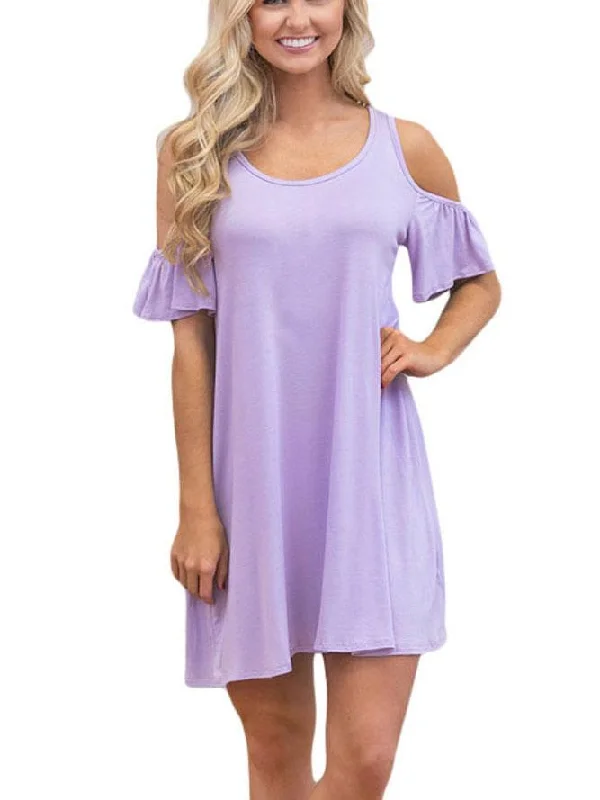 Run Away With Me Cold Shoulder Mini Dress Stylish Ruffle Mini Dress