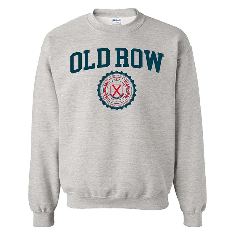 Old Row Crest Badge Crewneck Sweatshirt Hoodie with Ribbed Hem Stretchable Secure