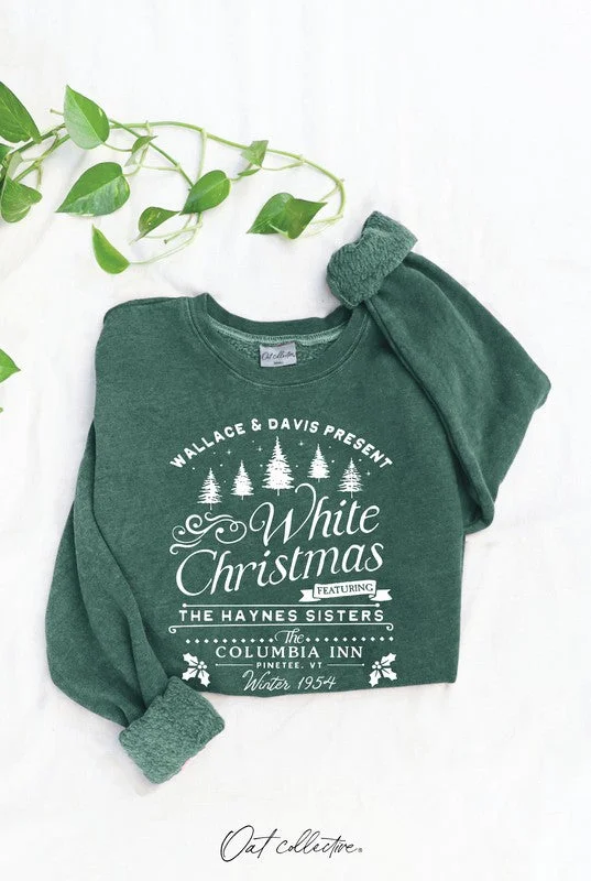 White Christmas Mineral Graphic Sweatshirt Hoodie with Lining Warm Insulated