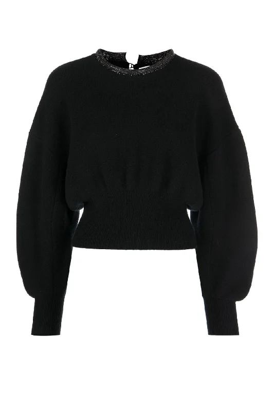 Alexander Wang Crystal Trim Jumper - Black/ Jet Nylon Fabric Polyester Fabric Spandex Fabric