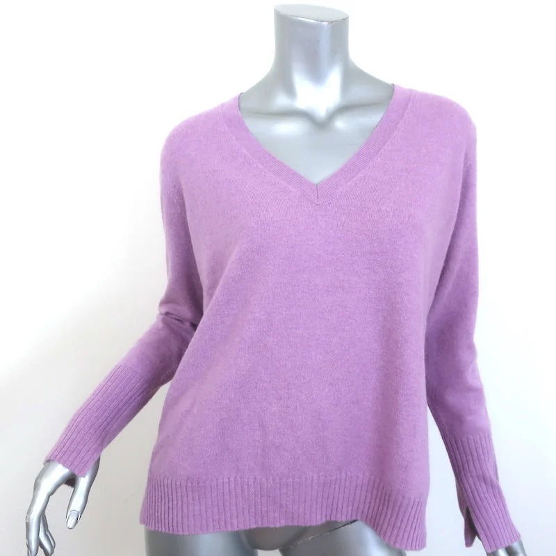 Allude Cashmere V-Neck Sweater Lilac Size Small Modern Contemporary Chic