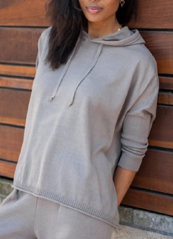 Catalina Hoodie in Hazelnut Hoodie with Frayed Bohemian Relaxed