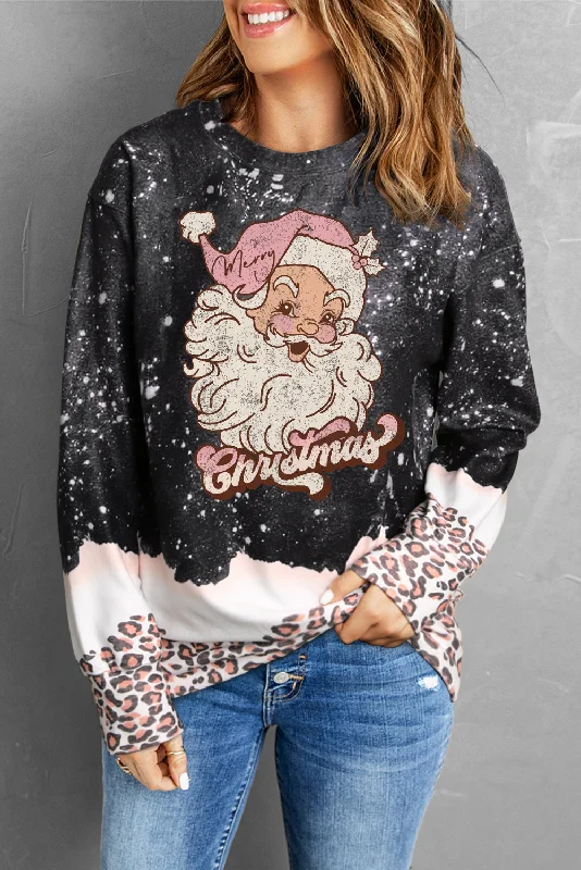 CHRISTMAS Graphic Leopard Sweatshirt Oversized Hoodie Comfort Casual