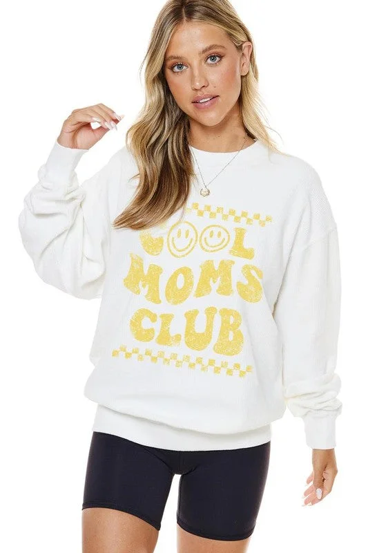 Cool Moms Club Graphic Sweatshirt Hoodie with Pastel Soft Subtle