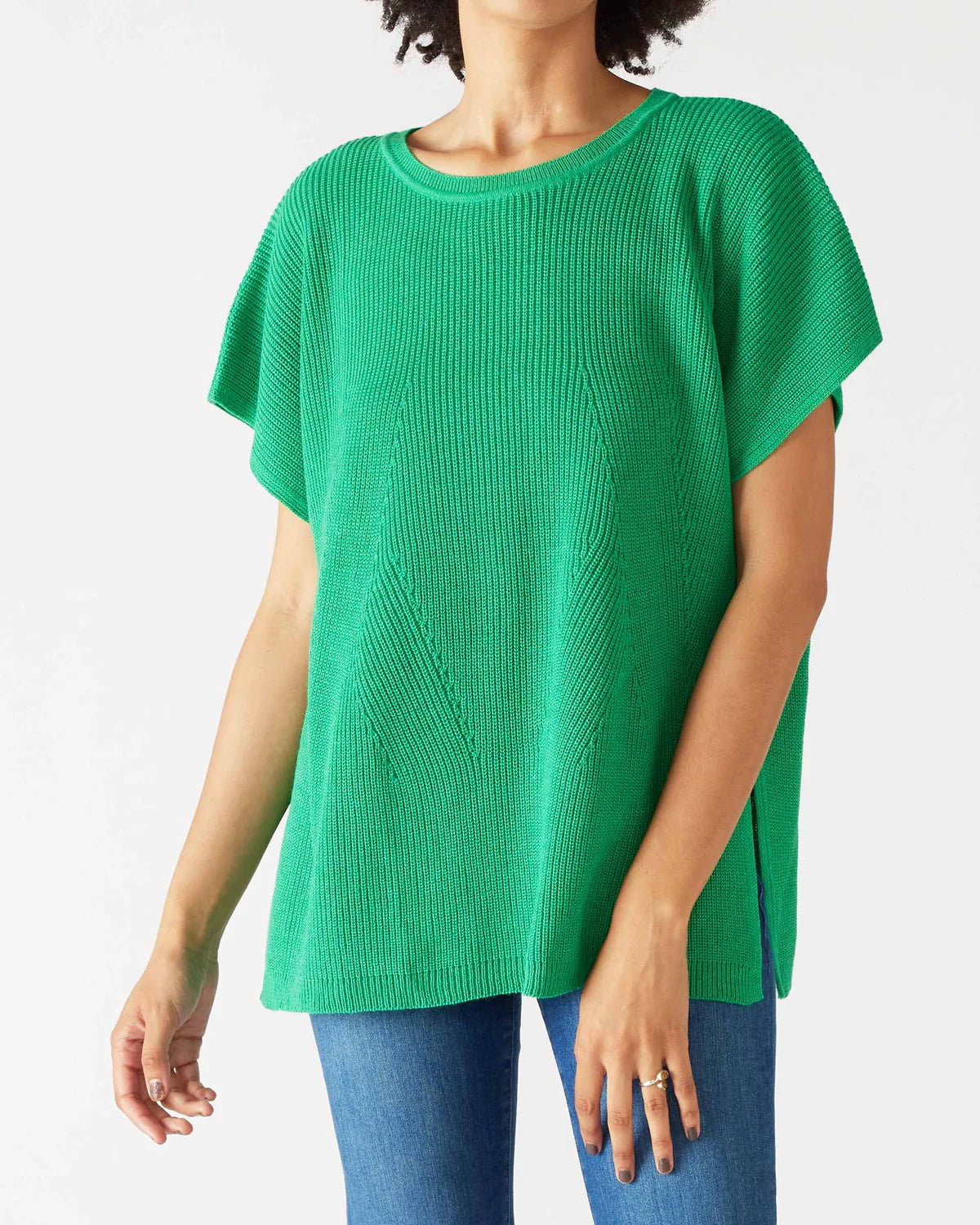 Mersea Camden Short Sleeve Sweater Jade Green Wool Fabric Cashmere Fabric Tweed Fabric