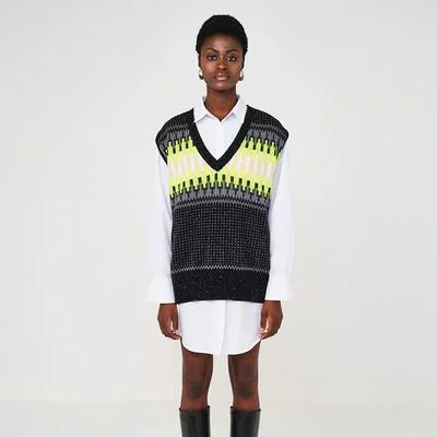 Electric fairisle cashmere sweater vest Layered Multi-layer Single Layer