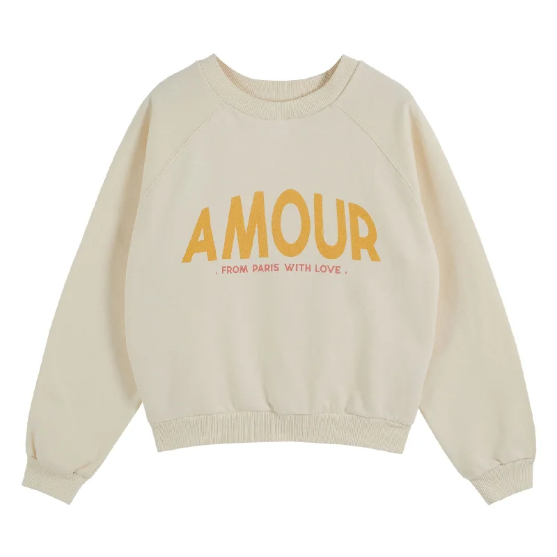 Emile et Ida Ecru Amour Womens Sweatshirt Hoodie with Camouflage Military Edgy