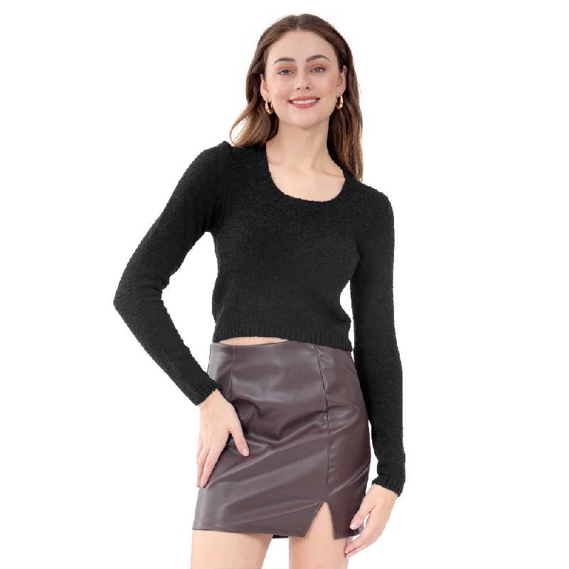 SWEATER PARA MUJER CROP ROUND NECK WITH COZZY KNIT FOREVER 21 Boxy Sweater Fitted Sweater A-Line