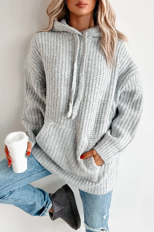 DOORBUSTER Frost Looms Oversized Sweater Knit Hoodie (Heather Grey) Hoodie with Oversized Fit Loose Comfortable