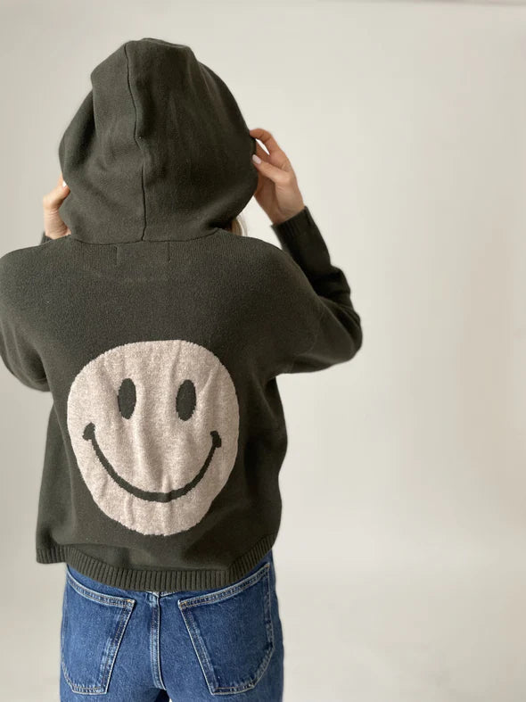 Good Mood Hoodie Hoodie with Button Placket Classic Preppy