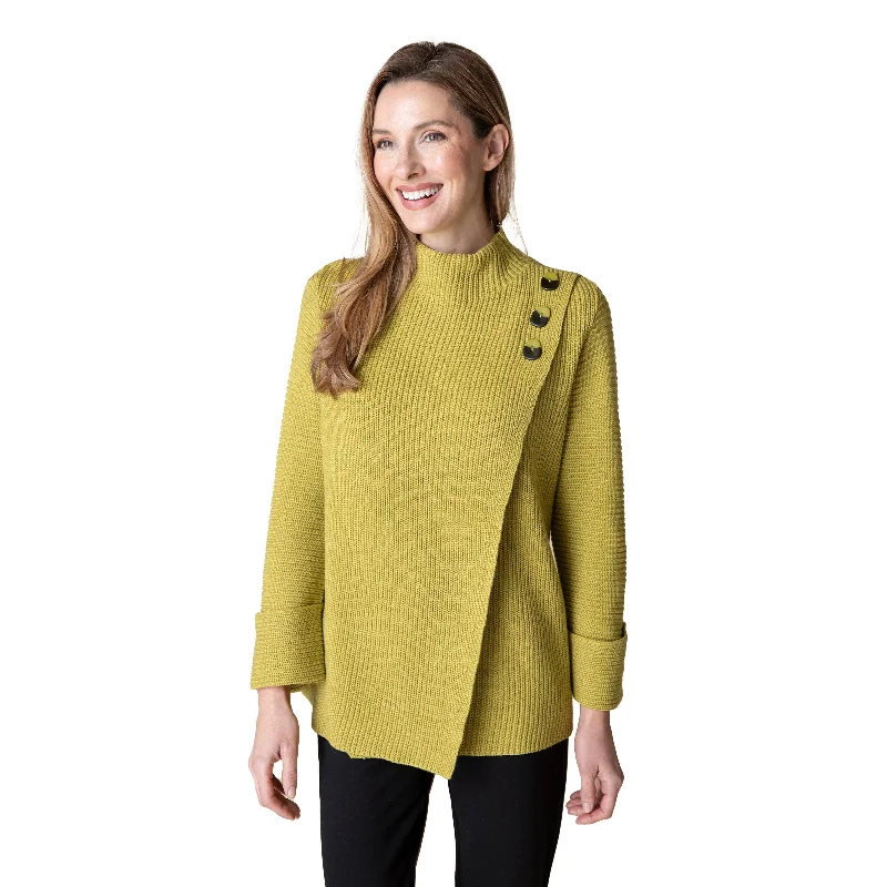 Habitat Cotton Shaker Funnel Neck Tunic Sweater in Pear - 87415-PR Sequined Glittery Shiny