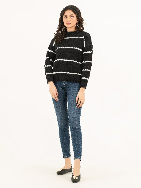 Striped Sweater Mesh Sweater Canvas Denim