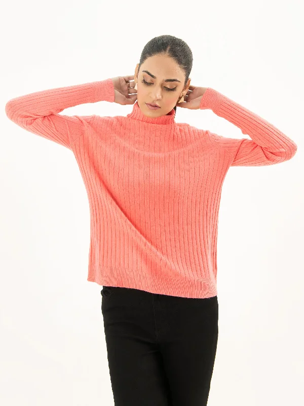 Ribbed Turtle Neck Sweater Bright Pastel Dark