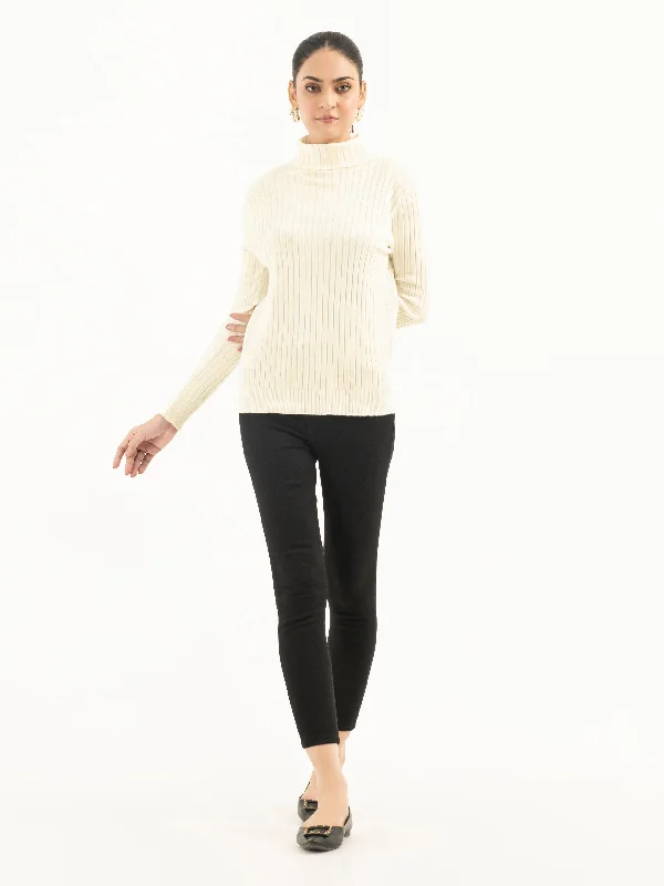 Ribbed Turtle Neck Sweater Spandex Blend Rayon Blend Denim Blend