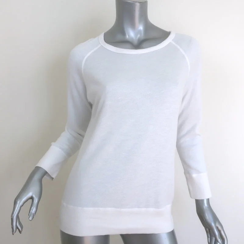 James Perse Vintage Fleece Raglan Sweatshirt White Size 1 Hoodie with Cropped Fit Short Trendy