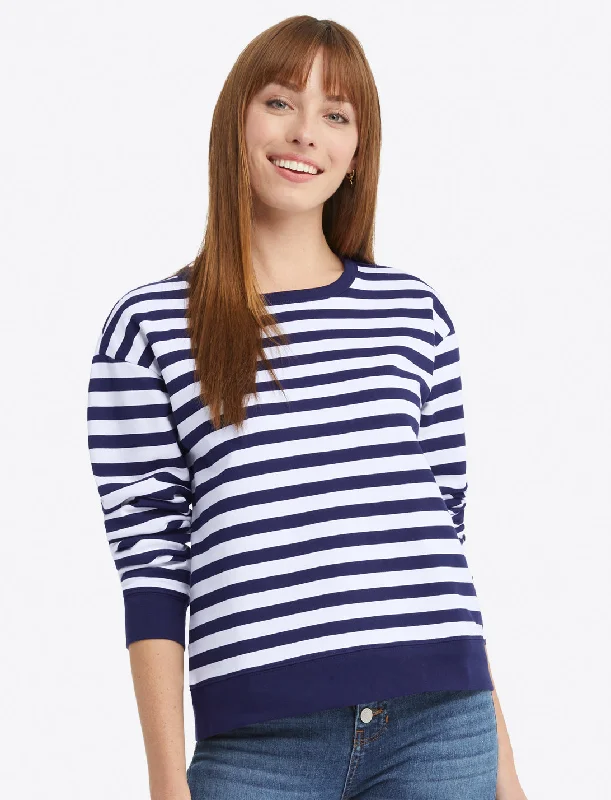 Kelsea Sweatshirt in Awning Stripe Hoodie with Velcro Closure Adjustable Secure