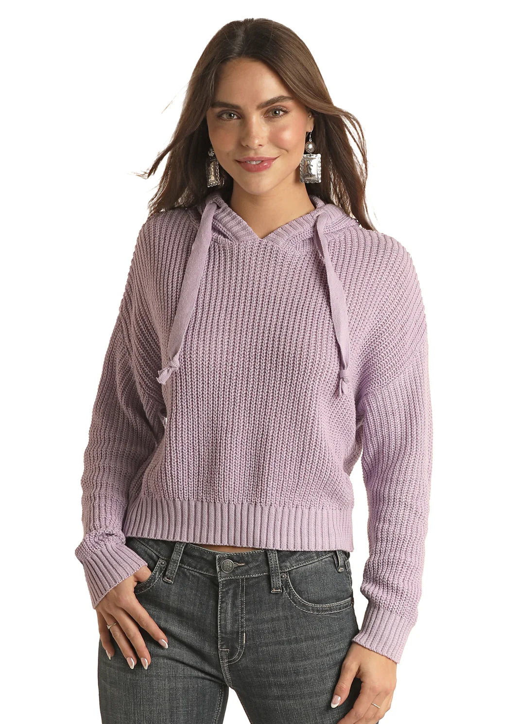 Lavender Sweater Hoodie Hoodie with Hem Ribbing Snug Secure