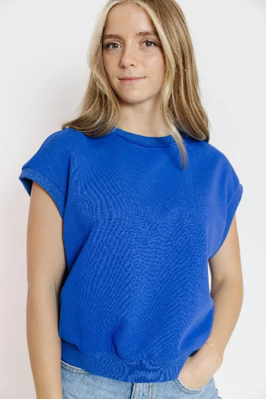 Lola Sweatshirt in Royal Blue Hoodie with Front Slit Layering Stylish