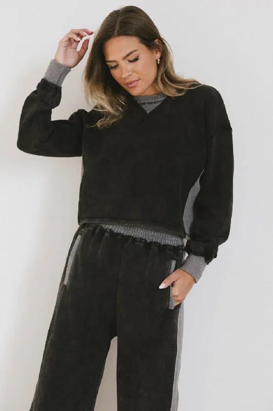 Odie Knit Sweater in Black Terry Blend Velvet Blend Canvas Blend