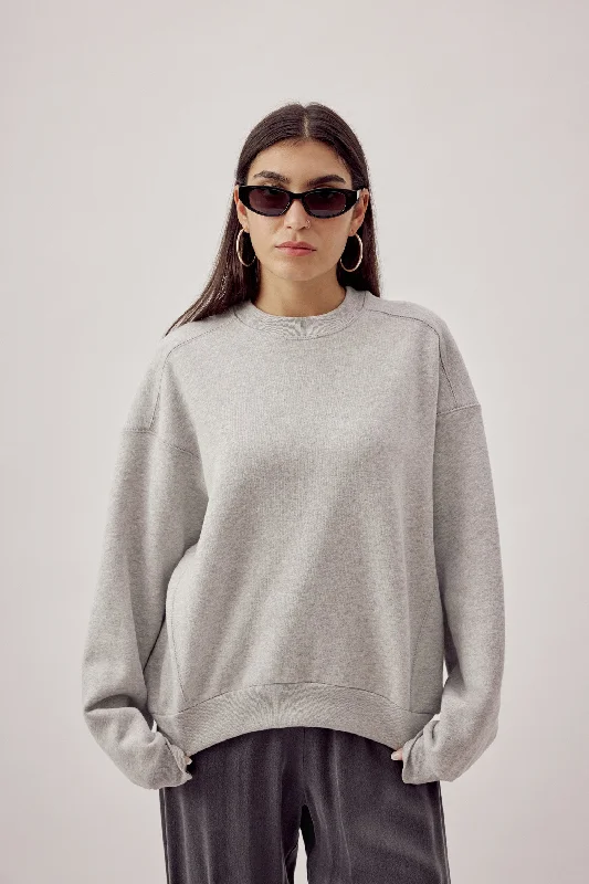 Otto Sweatshirt Grey Hoodie with V-Neck Classic Versatile