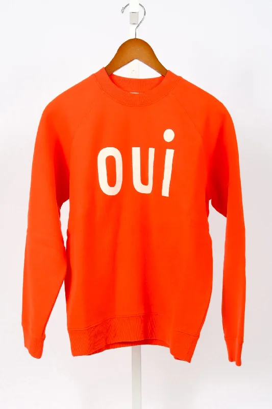 Oui Sweatshirt - Blood Orange w/ Cream Oui Hoodie with Ribbed Neckline Snug Warm