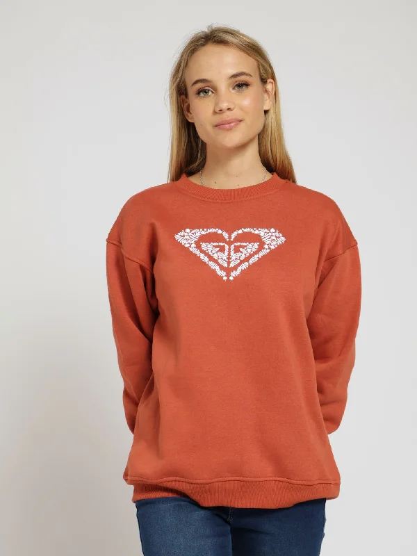 Paradise Heart Sweater - Coral Welt Pockets Slit Pockets Flap Pockets