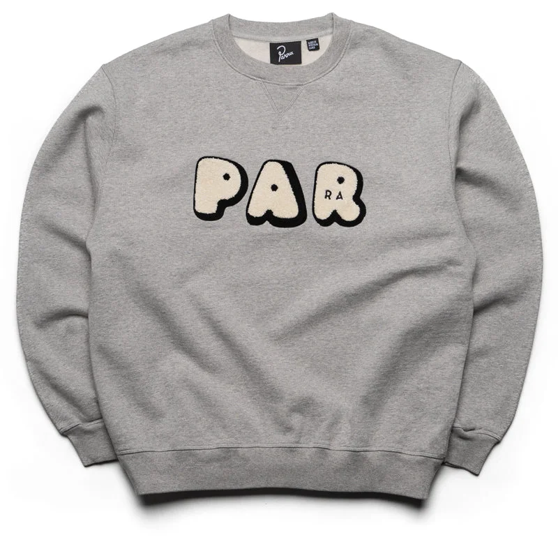 Parra Rounded PAR Crewneck Sweatshirt - Heather Grey Hoodie with Color Block Contrast Stylish