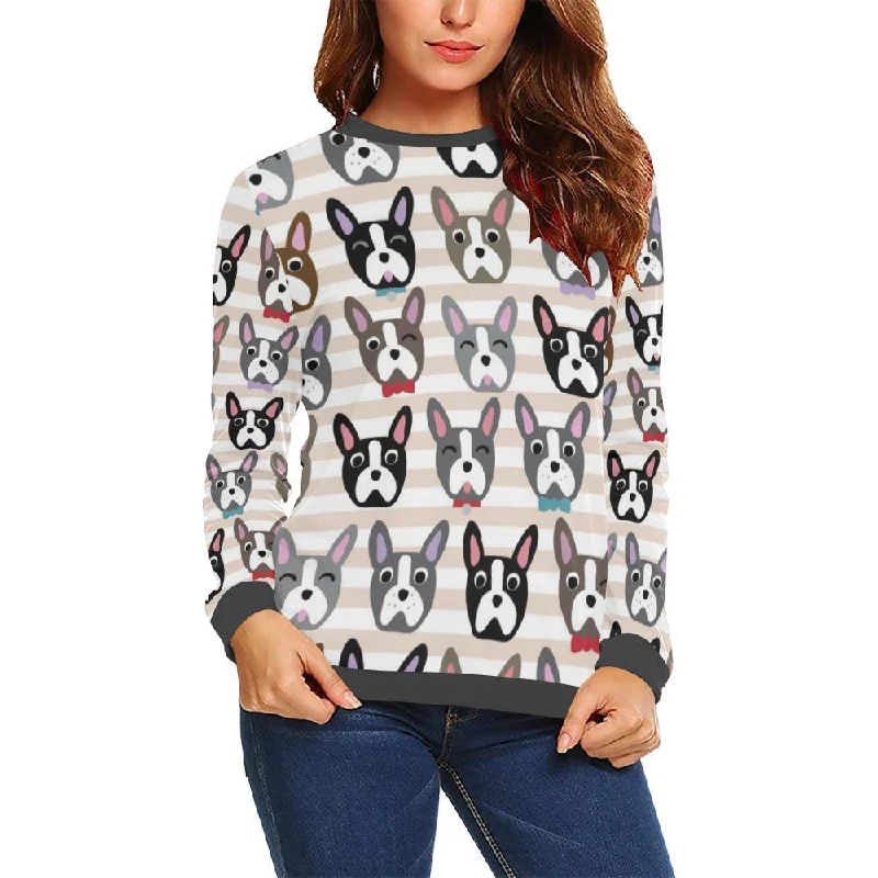 Pattern Print Boston Terrier Women's Sweatshirt Hooded Sweatshirt Casual Wear Street Style