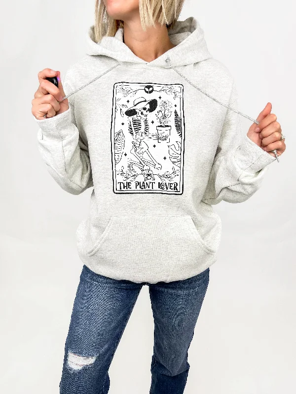 Plant Lover Tarot Card Hoodie- HTHR OATMEAL Hoodie with Relaxed Fit Easy Casual