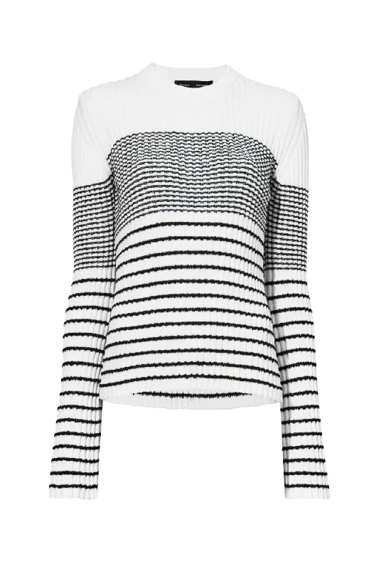 Proenza Schouler Boucle Mini Stripe Jumper - Off White Multi Terry Terry Cloth Terry Knit