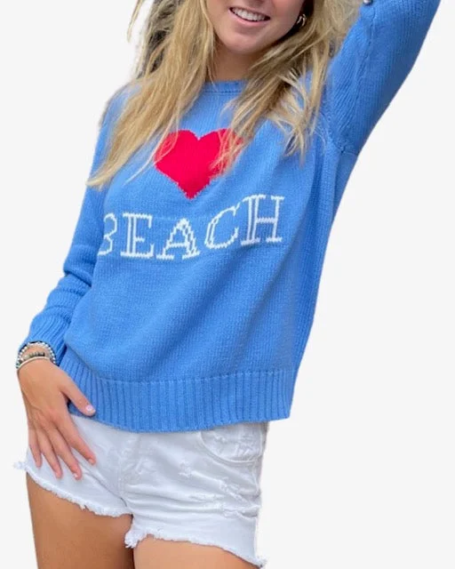 Red White and Blue BEACH Chunky Sweater Transparent Opaque Sheer