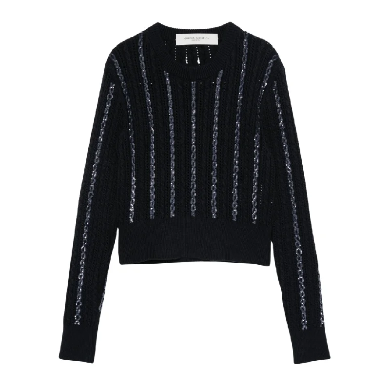 Sequin Cable Knit Sweater Sweater Knitwear Pullover