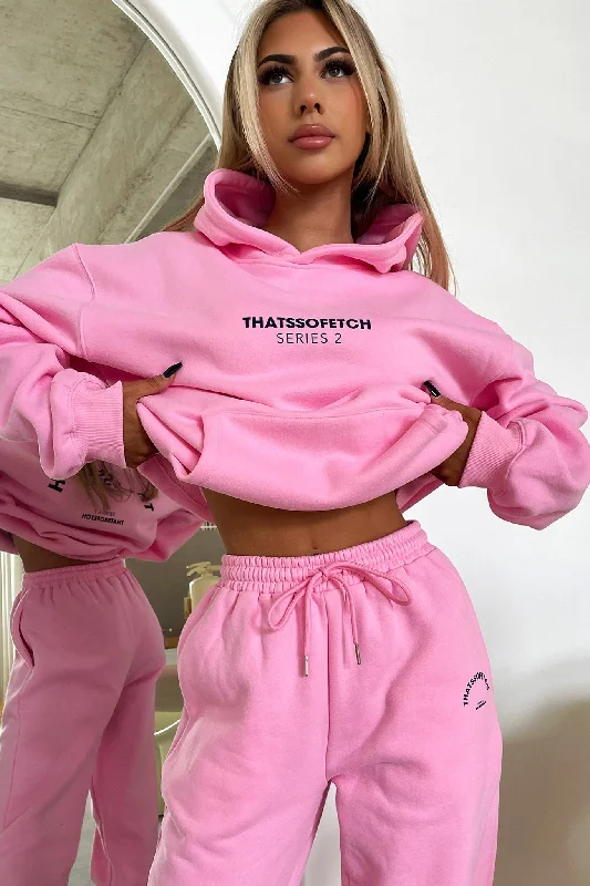 Series 2 Hoodie - Pink Hoodie with Hem Detail Decorative Unique