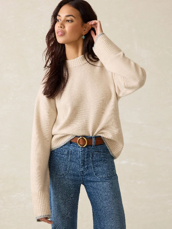 Snowdrift Sweater - Oatmeal Spandex Blend Rayon Blend Denim Blend