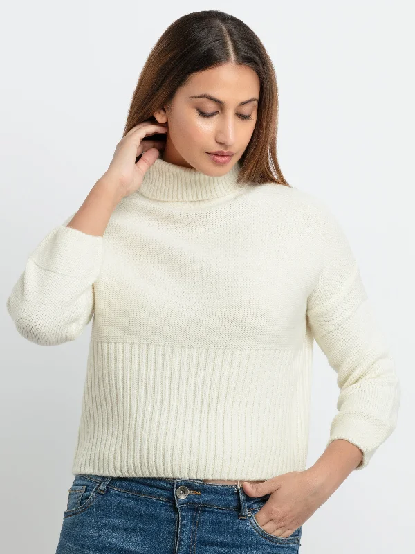 Womens Solid Turtle Neck Sweater Collared Crew Neck Turtle Neck