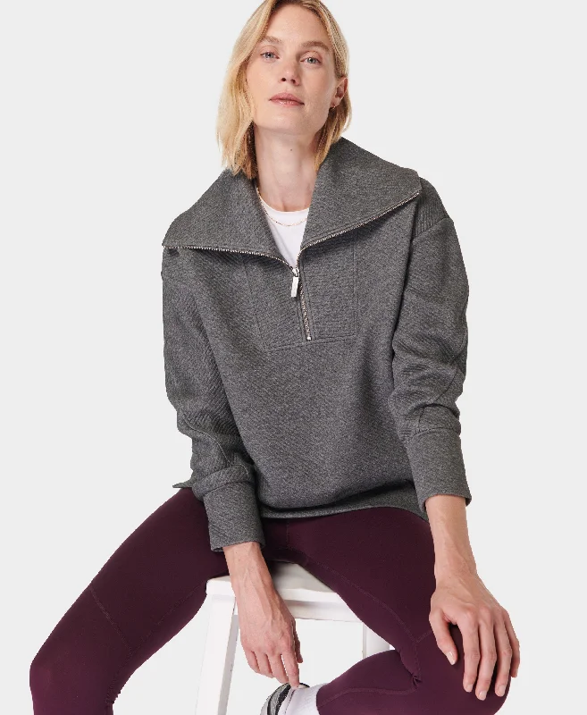 Radiant Half Zip Sweatshirt Sb9938b Charcoal-Grey-Marl Hoodie with Neon Bright Vibrant