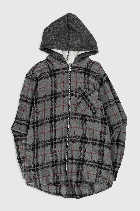 Unisex Rework Hooded Flannel - M Hoodie with Slit Hem Functional Movement