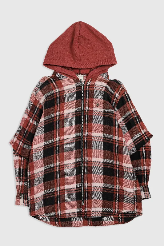 Unisex Rework Hooded Flannel - M Hoodie with Bell Sleeves Flared Feminine