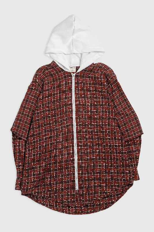 Unisex Rework Hooded Flannel - M Cotton Hoodie Fleece Lining Warmth