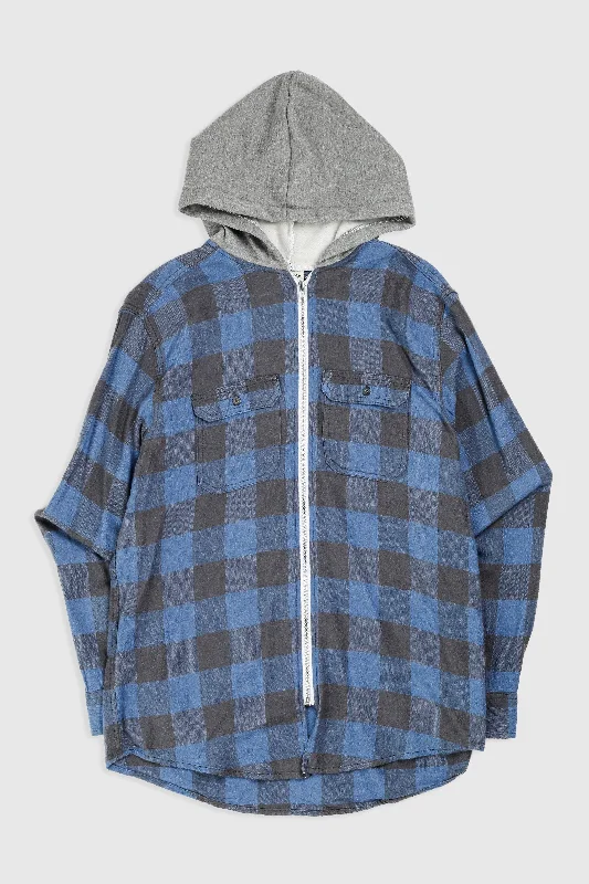 Unisex Rework Hooded Flannel - S Hoodie with Lining Warm Insulated