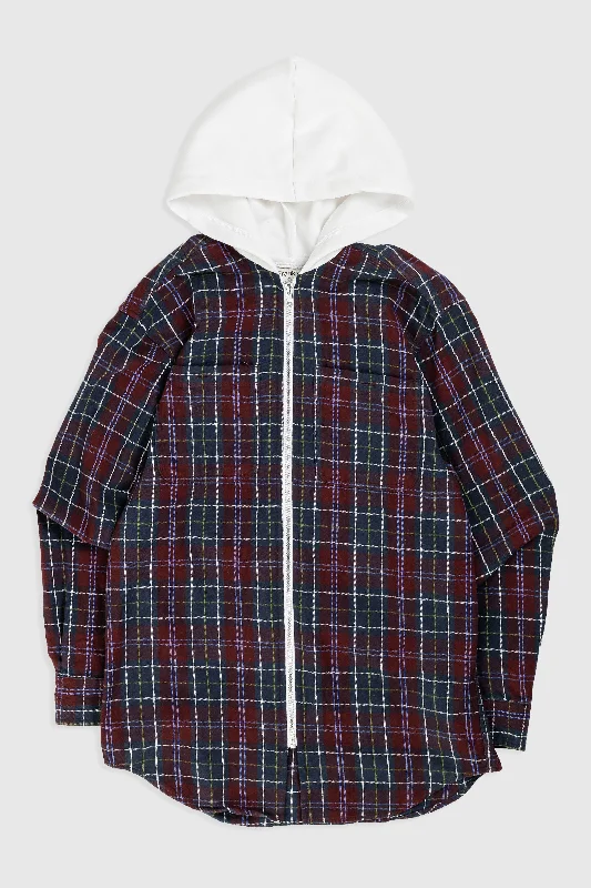 Unisex Rework Hooded Flannel - S Hoodie with Puffed Sleeves Voluminous Trendy