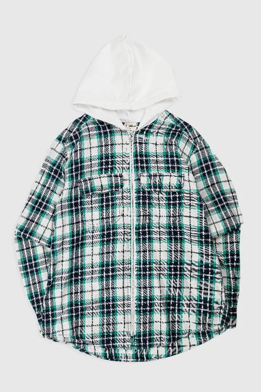 Unisex Rework Hooded Flannel - S Hoodie with Velcro Closure Adjustable Secure