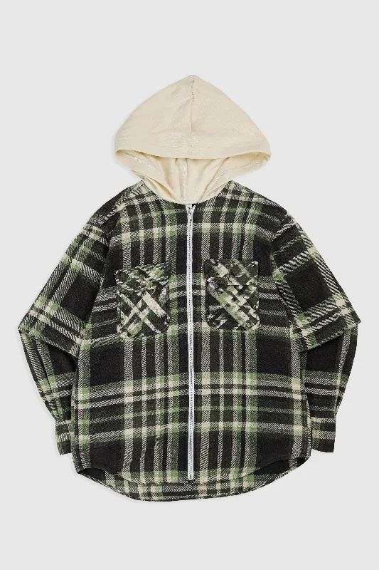 Unisex Rework Hooded Flannel - S Hoodie with Raglan Sleeves Sporty Comfortable