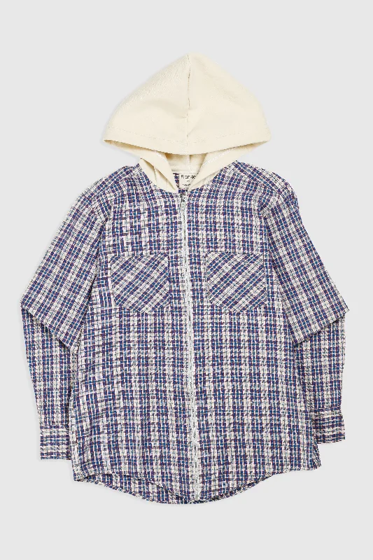 Unisex Rework Hooded Flannel - XS Hoodie with Velcro Closure Adjustable Secure