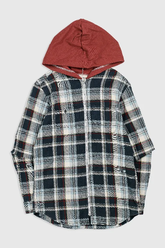 Unisex Rework Hooded Flannel - XS Hoodie with Strings Custom Fit Adjustable