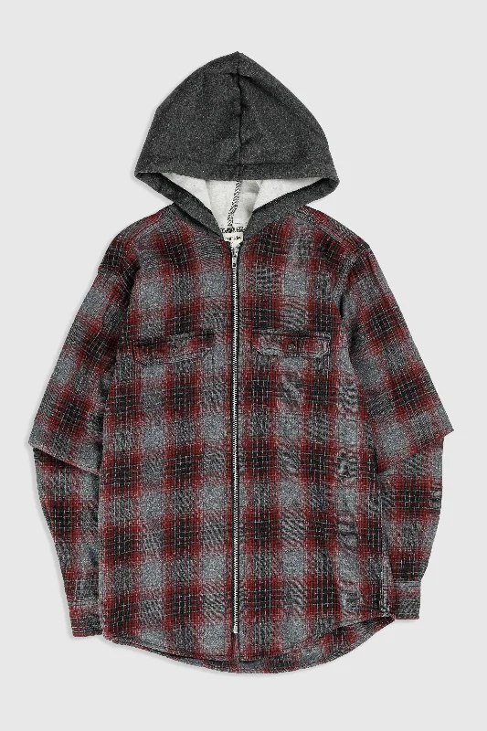 Unisex Rework Hooded Flannel - XS Hoodie Sweatshirt Pullover