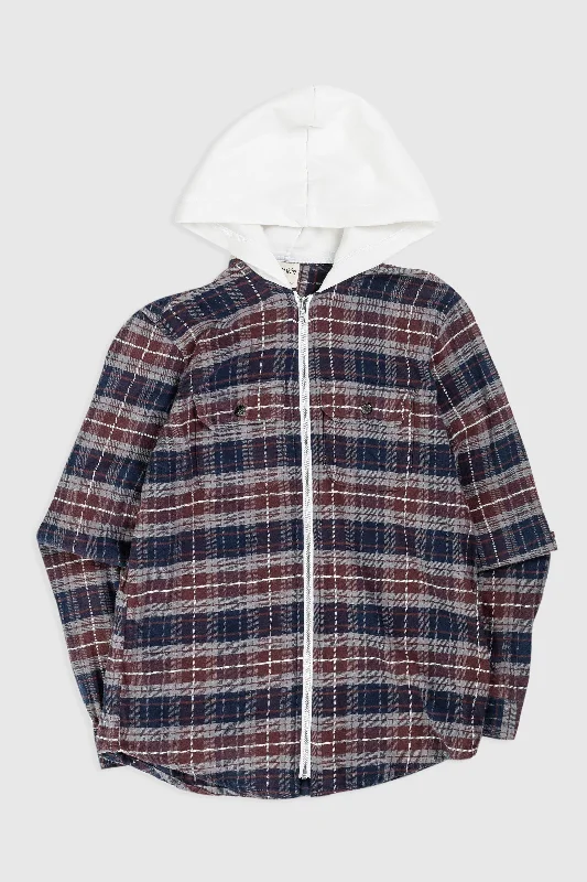 Unisex Rework Hooded Flannel - XS Hoodie with Mesh Breathable Sporty