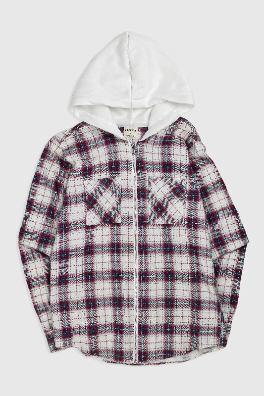 Unisex Rework Hooded Flannel - XS Hoodie with Batwing Sleeves Loose Dramatic